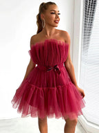 Women's Layered Tulle Party Dress – Festive Evening Occasion Dress