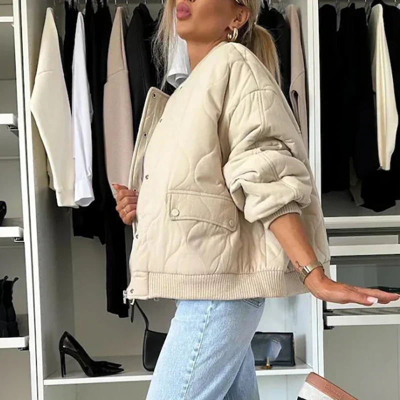 Women's Puffer Bomber Jacket – Oversized Quilted Jacket