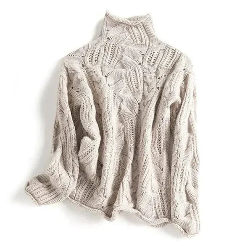 Women's Winter Knit Sweater – Cozy Long Sleeve Pullover