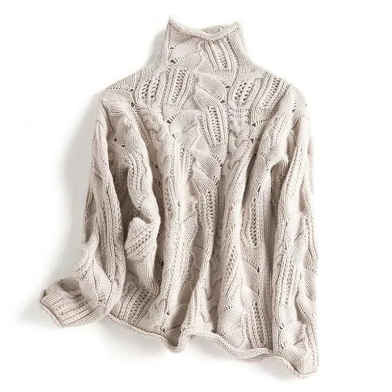 Women's Minimalist Knit Sweater – Classic Crew Neck Long Sleeve Pullover