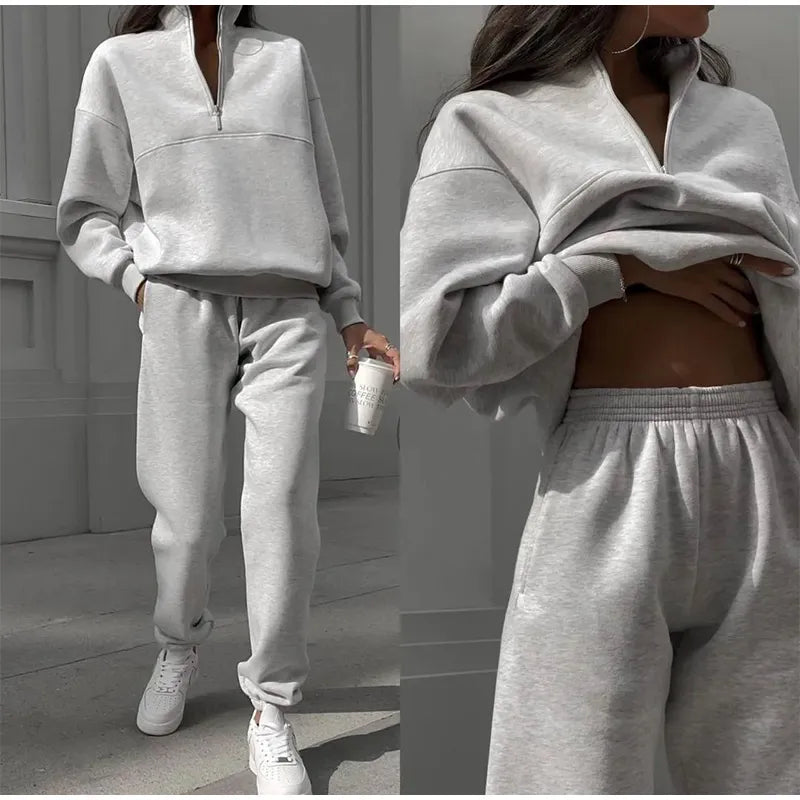 Women's High Waist Lounge Set – Relaxed Top & Wide Leg Pants Set