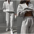Women's High Waist Lounge Set – Relaxed Top & Wide Leg Pants Set