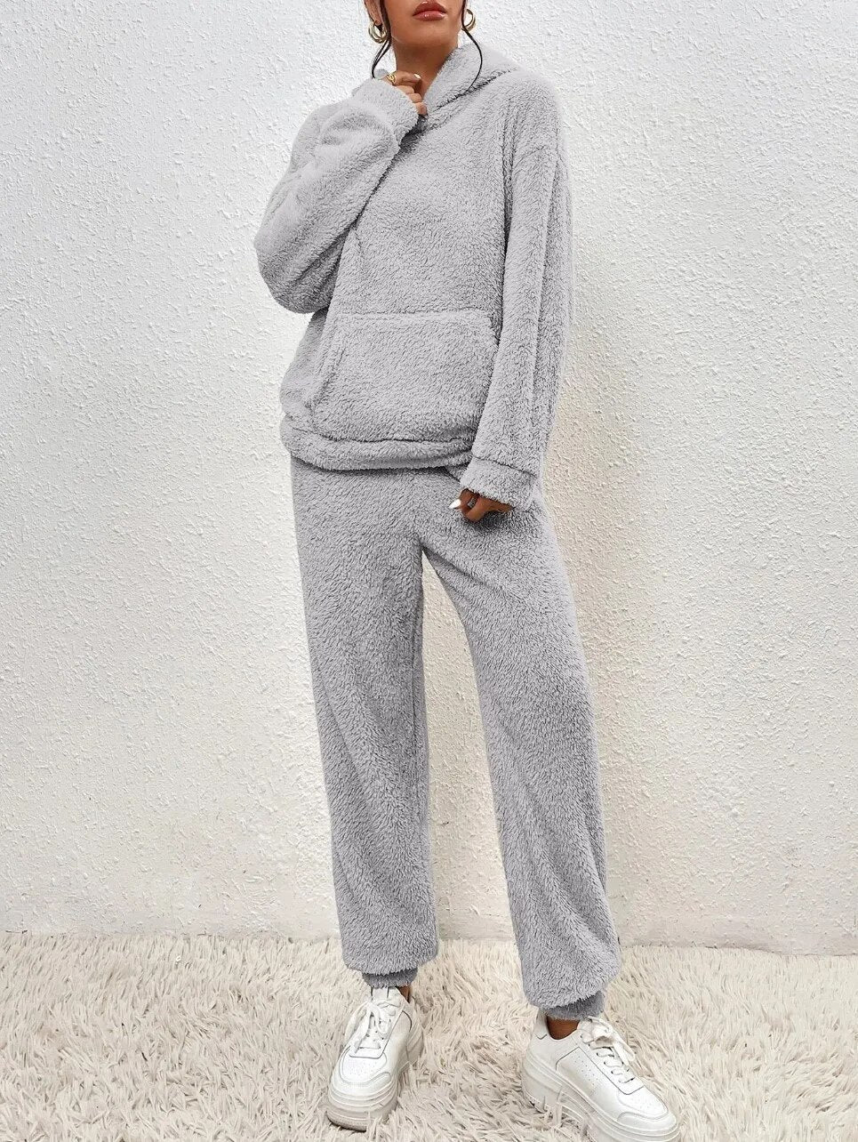 Women's Hooded Teddy Set – Plush Fleece Lounge Suit