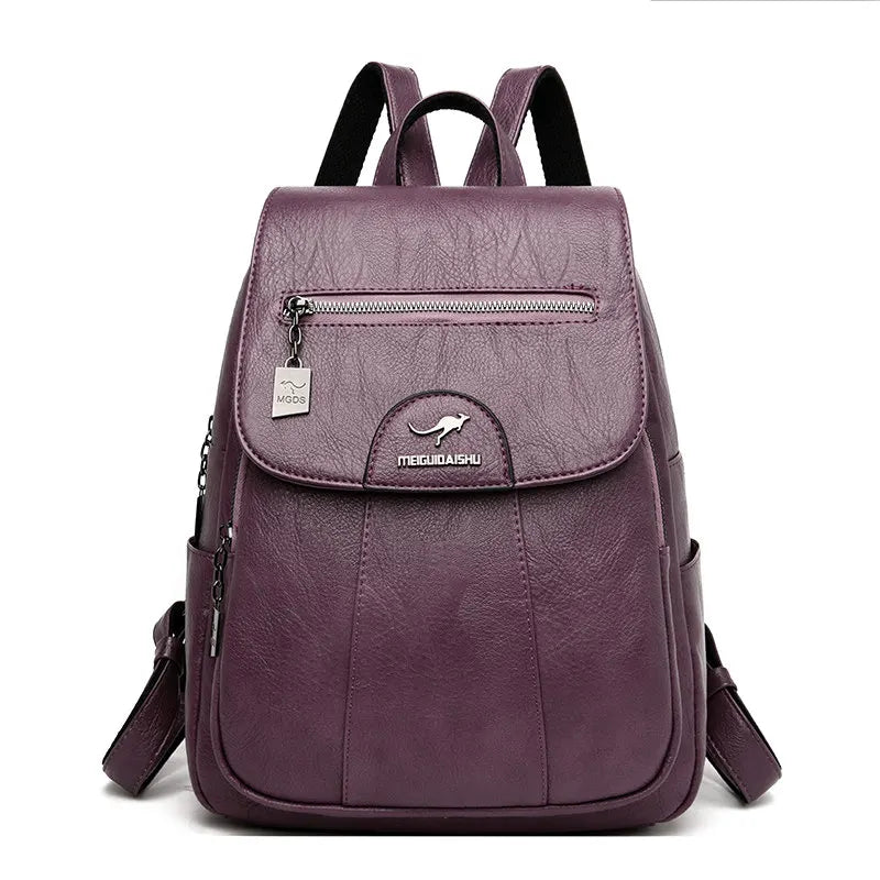 Women's Anti-Theft Faux Leather Backpack – Large Capacity Backpack – Charlotte