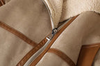 Women's Patchwork Fleece Jacket – Relaxed Zip-Up Winter Jacket