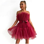 Women's Layered Tulle Party Dress – Festive Evening Occasion Dress