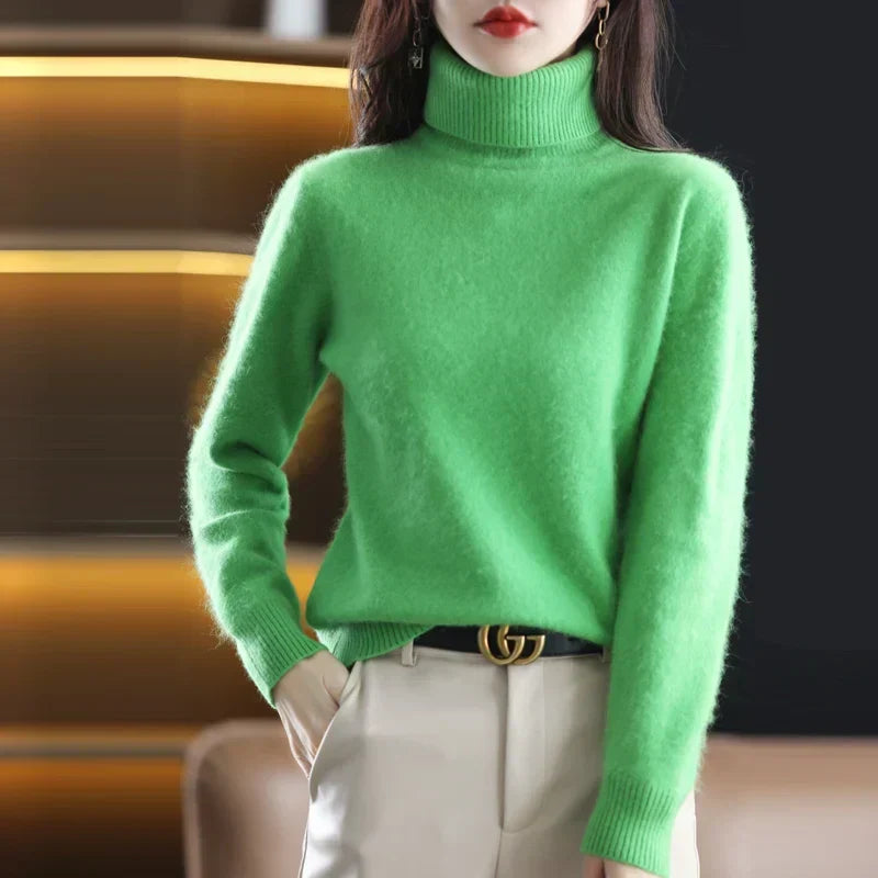 Women's Winter Turtleneck Sweater – Classic High Neck Knit Pullover