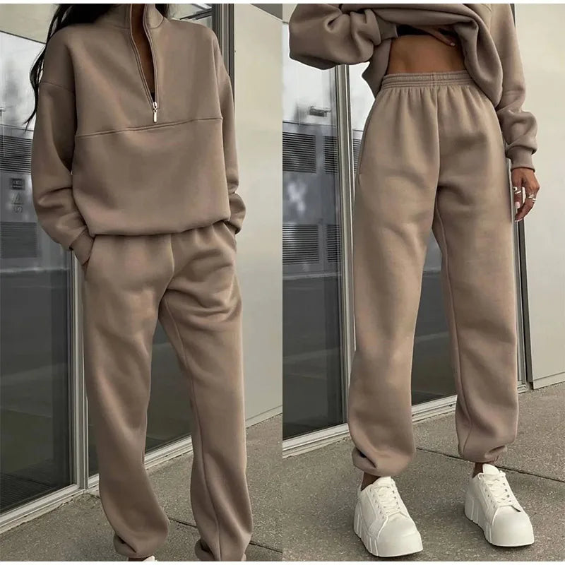Women's High Waist Lounge Set – Relaxed Top & Wide Leg Pants Set