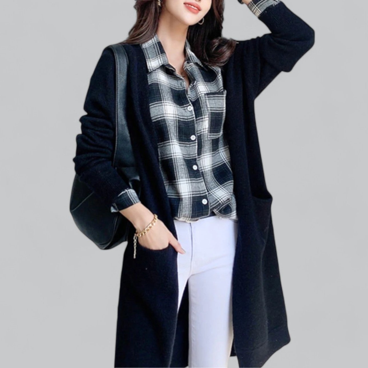 Women's Classic Longline Cardigan – Relaxed Open Front Cardigan