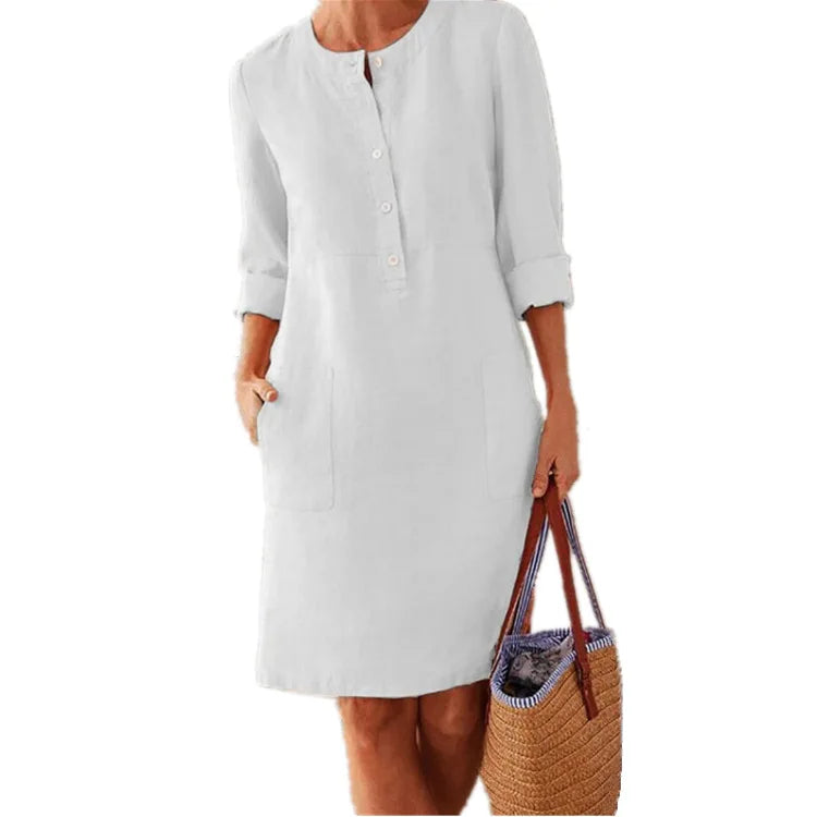 Women's Vintage Tunic Dress – Relaxed Printed Day Dress