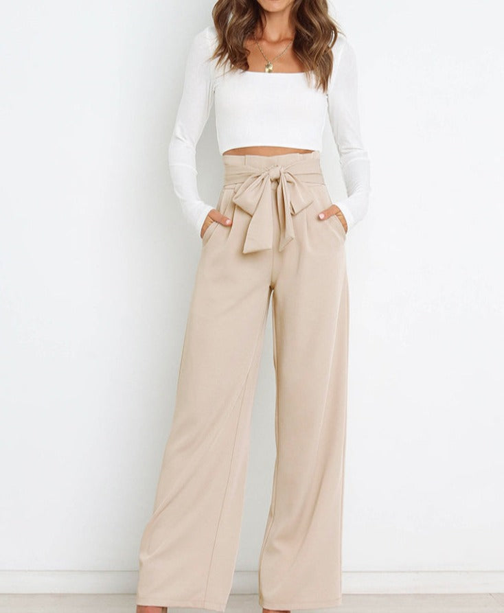 Women's High Waist Wide Leg Trousers – Tailored Flowy Dress Pants