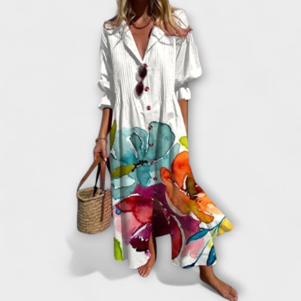Women's Floral Maxi Dress – Relaxed Flowy Summer Dress