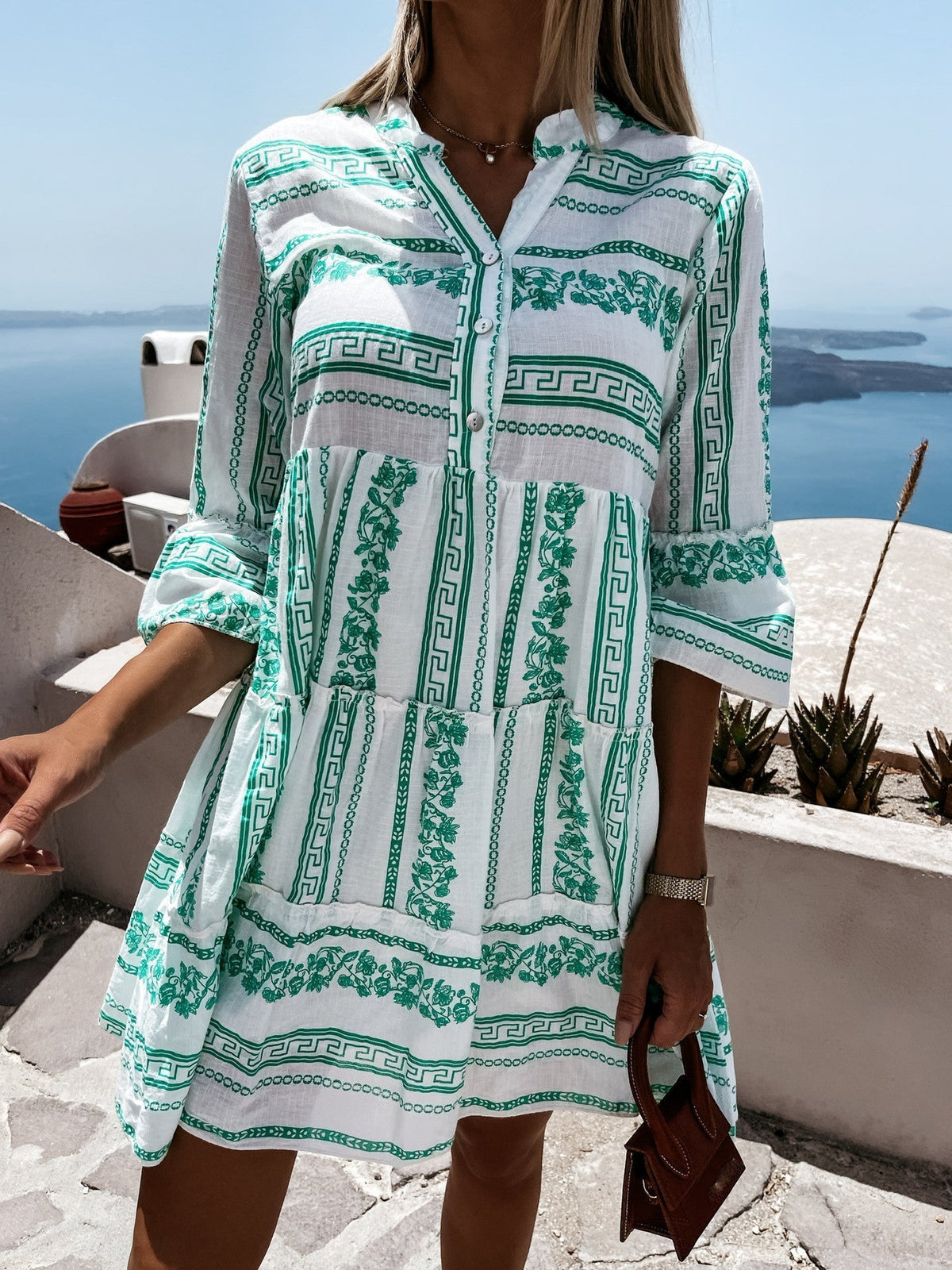 Women's Printed Boho Ruffle Dress – Colourful Summer Dress