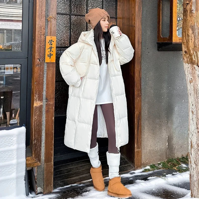 Women's Long Hooded Parka – Quilted Cold Weather Winter Coat