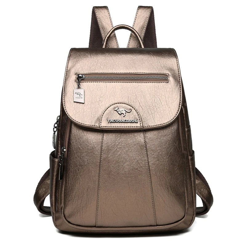 Women's Anti-Theft Faux Leather Backpack – Large Capacity Backpack – Charlotte