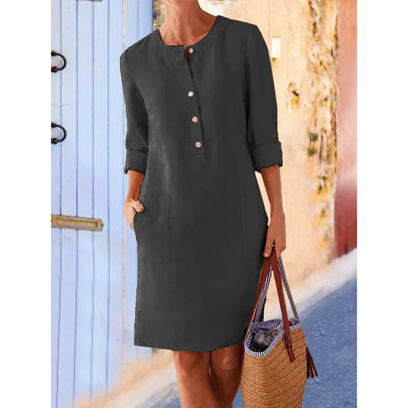 Women's Vintage Tunic Dress – Relaxed Printed Day Dress