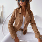 Women's Fitted Biker Jacket – Faux Leather Moto Jacket – Diane