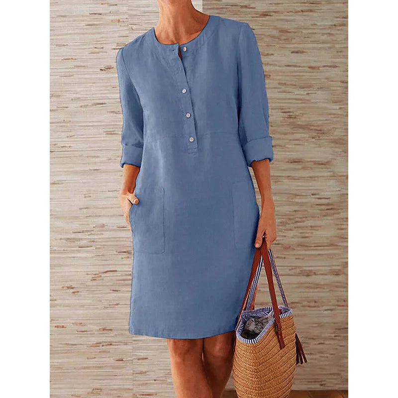 Women's Vintage Tunic Dress – Relaxed Printed Day Dress