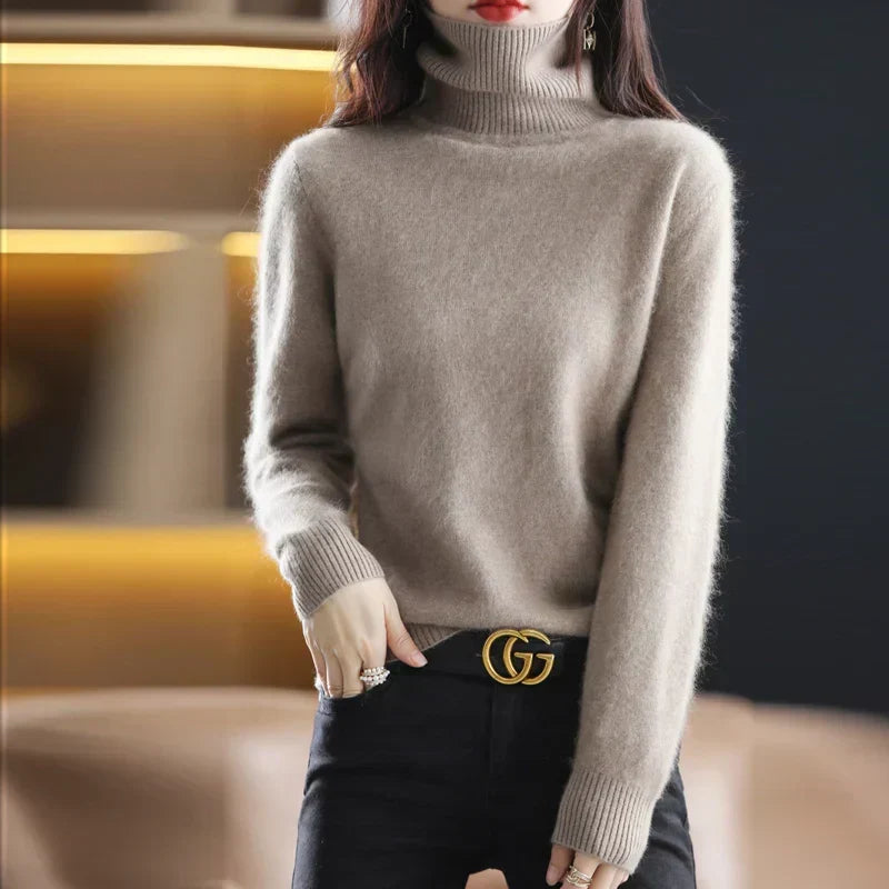 Women's Winter Turtleneck Sweater – Classic High Neck Knit Pullover