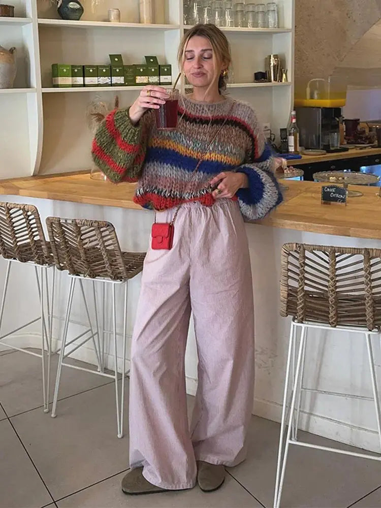 Women's Multicolor Knit Sweater – Pattern Knit Sweater – Zoe