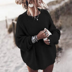 Women's Chunky Rib Knit Sweater – Oversized Drop Shoulder Jumper
