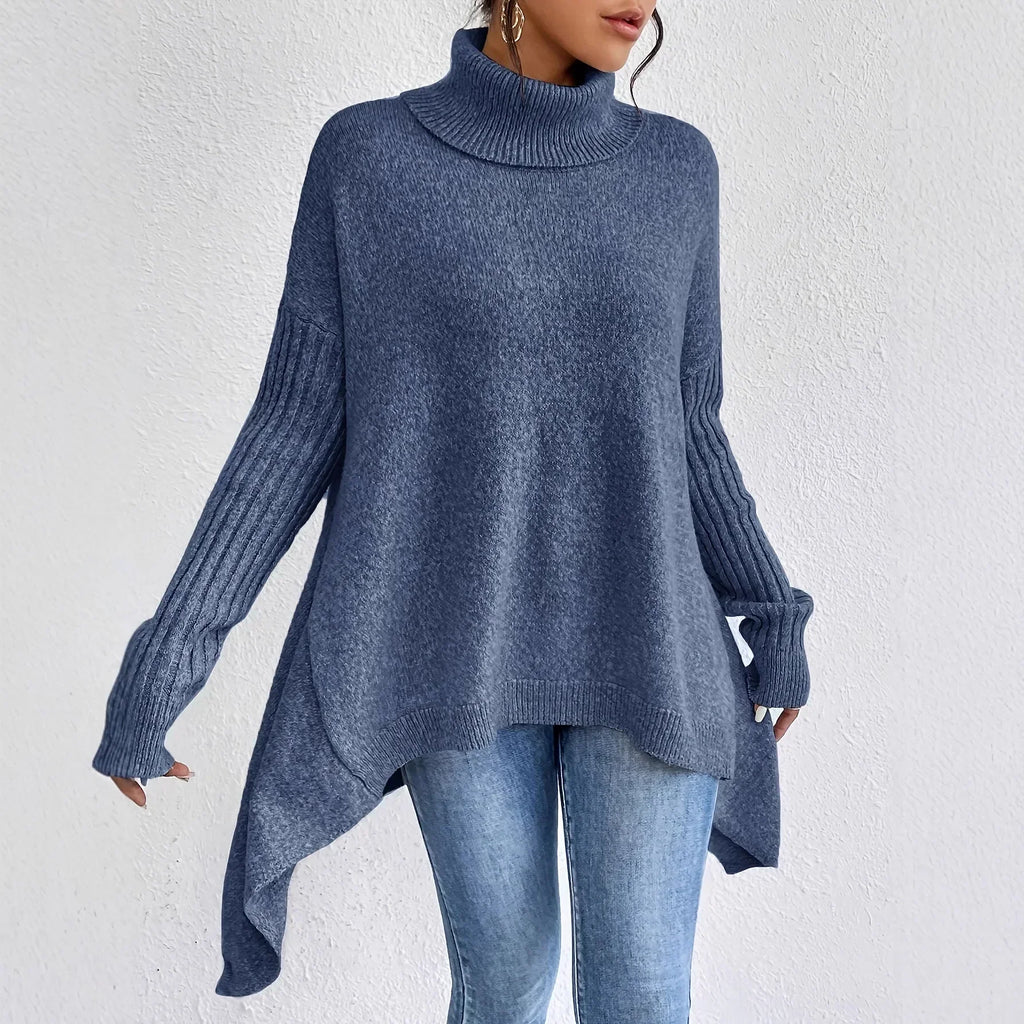Women's Oversized High Neck Sweater – Relaxed Winter Knit Sweater