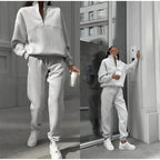 Women's High Waist Lounge Set – Relaxed Top & Wide Leg Pants Set