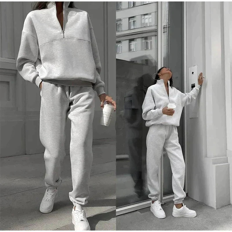 Women's High Waist Lounge Set – Relaxed Top & Wide Leg Pants Set
