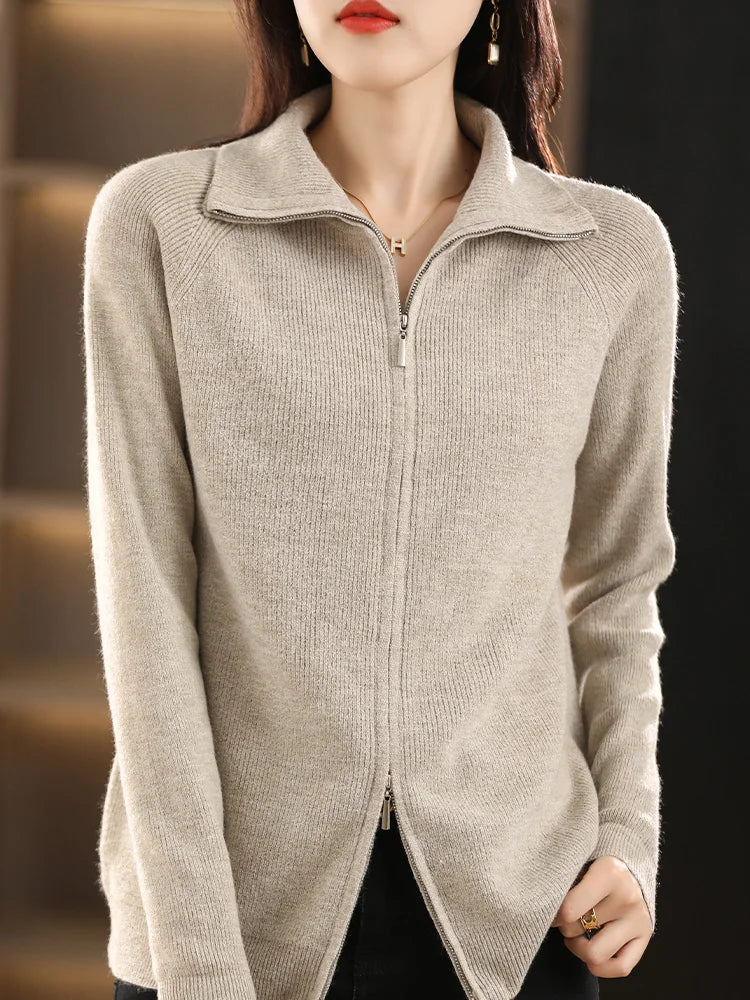 Women's Zip-Up Cardigan – Double Zip Knit Cardigan