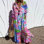 Women's Floral Print Maxi Dress – Pocket Flowy Summer Dress