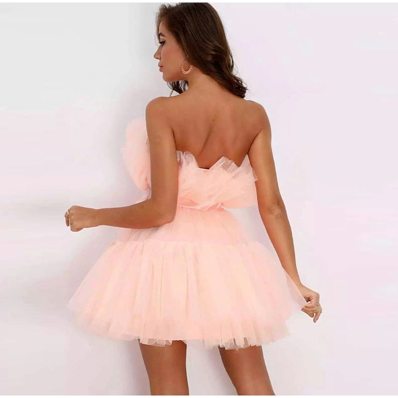 Women's Layered Tulle Party Dress – Festive Evening Occasion Dress