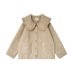 Women's Ruffle Collar Coat – Plush Relaxed Winter Jacket