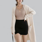 Women's Classic Longline Cardigan – Relaxed Open Front Cardigan