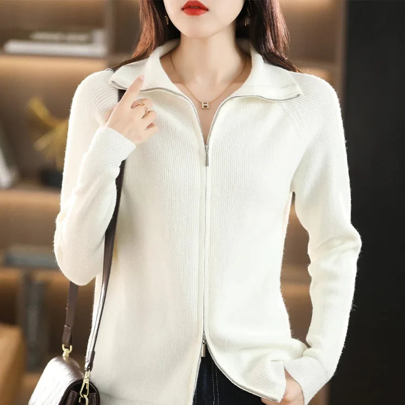 Women's Zip-Up Cardigan – Double Zip Knit Cardigan