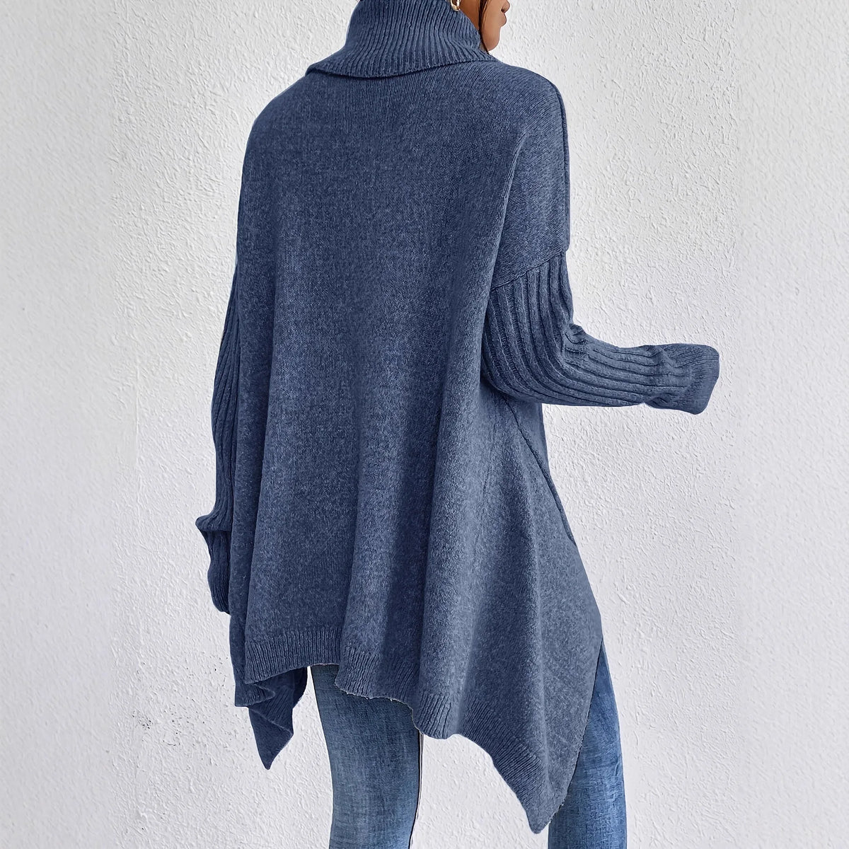 Women's Oversized High Neck Sweater – Relaxed Winter Knit Sweater