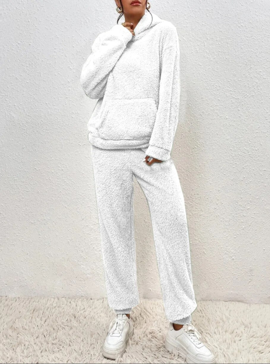 Women's Hooded Teddy Set – Plush Fleece Lounge Suit