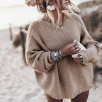 Women's Chunky Rib Knit Sweater – Oversized Drop Shoulder Jumper