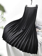 Women's High Waist Pleated Skirt – A-Line Midi Skirt
