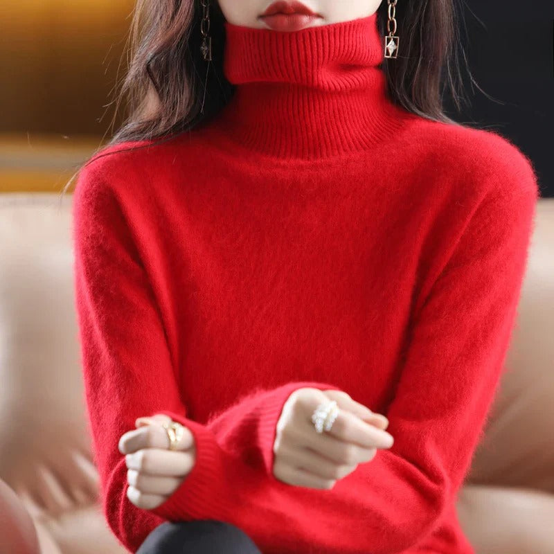 Women's Winter Turtleneck Sweater – Classic High Neck Knit Pullover
