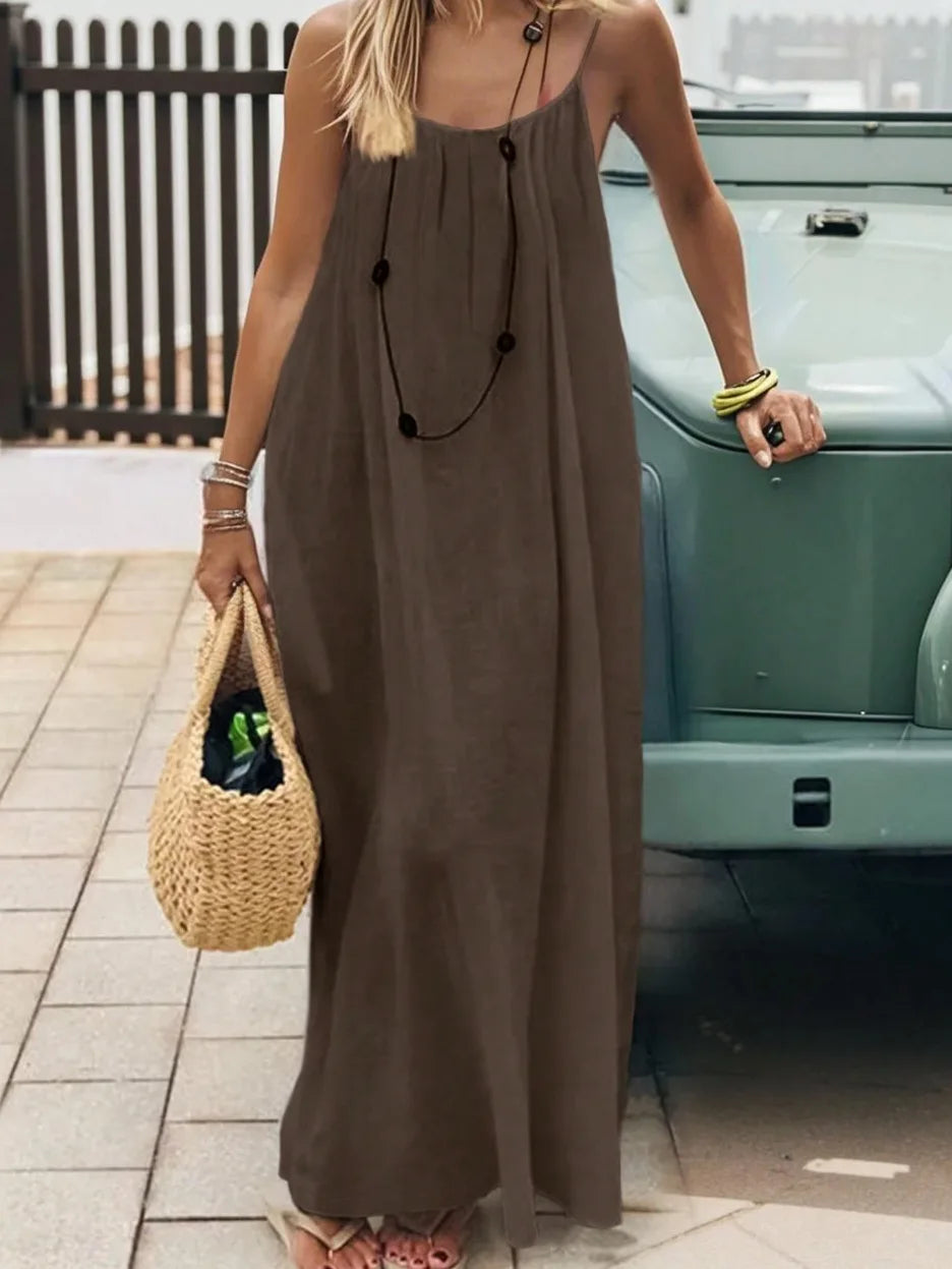 Women's Spaghetti Strap Dress – Flowy Sleeveless Summer Dress