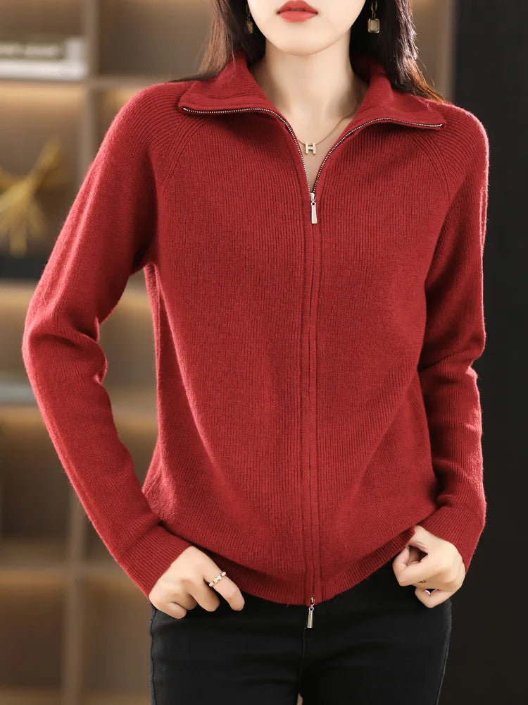 Women's Zip-Up Cardigan – Double Zip Knit Cardigan