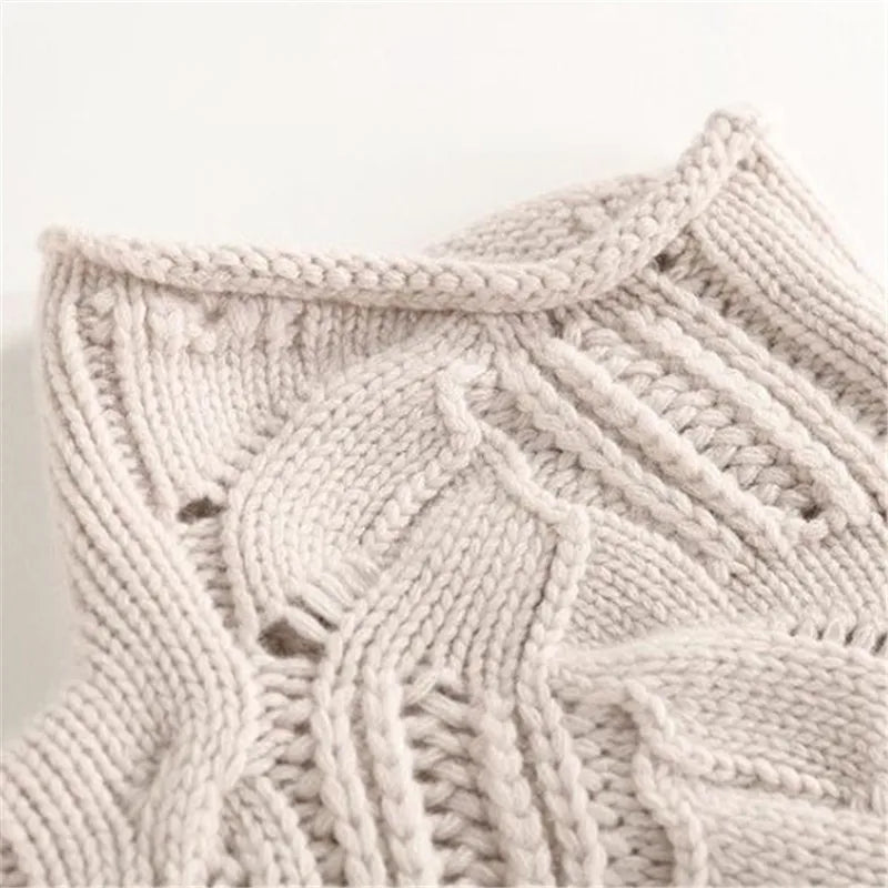Women's Minimalist Knit Sweater – Classic Crew Neck Long Sleeve Pullover