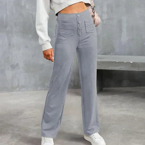 Women's High Waist Elastic Pants – Stretch Pull-On Casual Trousers