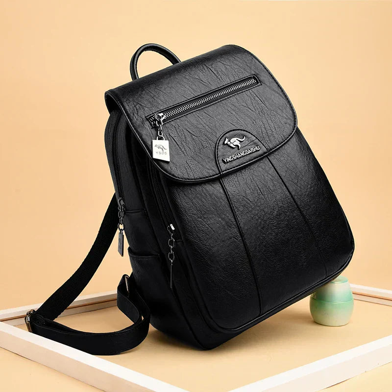 Women's Anti-Theft Faux Leather Backpack – Large Capacity Backpack – Charlotte