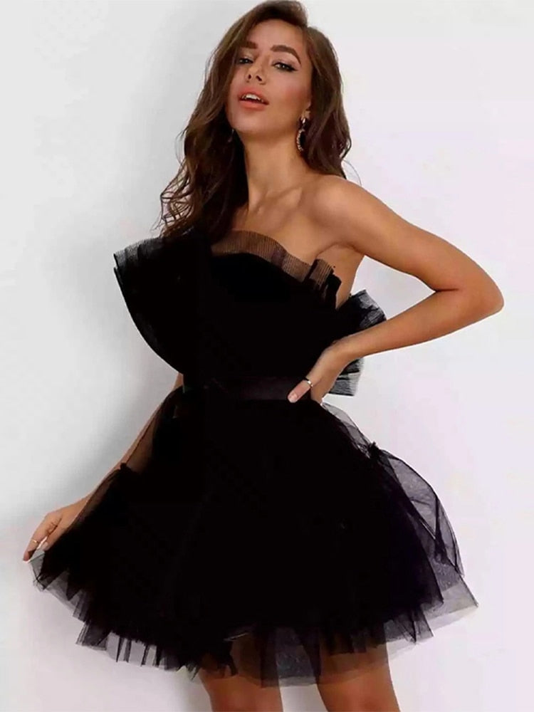 Women's Layered Tulle Party Dress – Festive Evening Occasion Dress