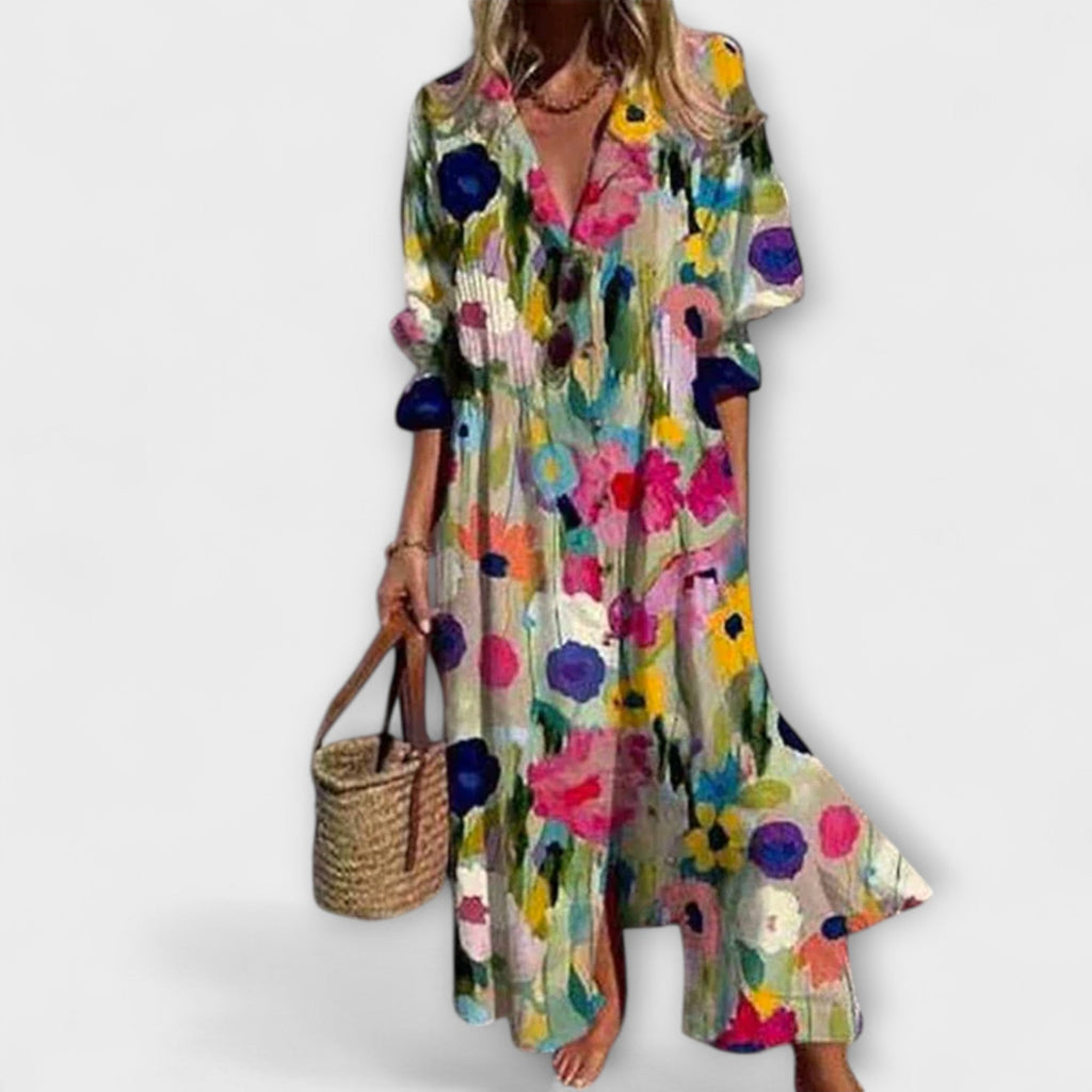 Women's Floral Maxi Dress – Relaxed Flowy Summer Dress