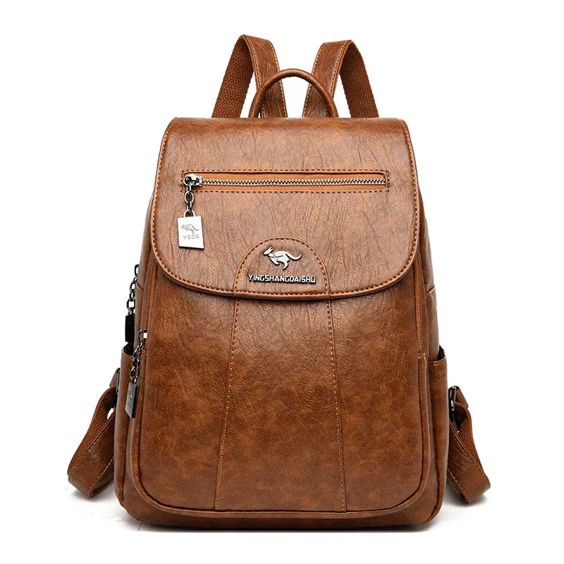 Women's Anti-Theft Faux Leather Backpack – Large Capacity Backpack – Charlotte