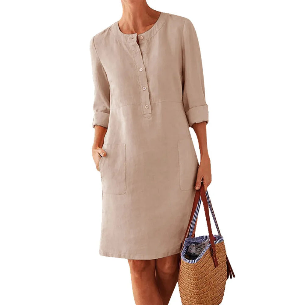 Women's Vintage Tunic Dress – Relaxed Printed Day Dress