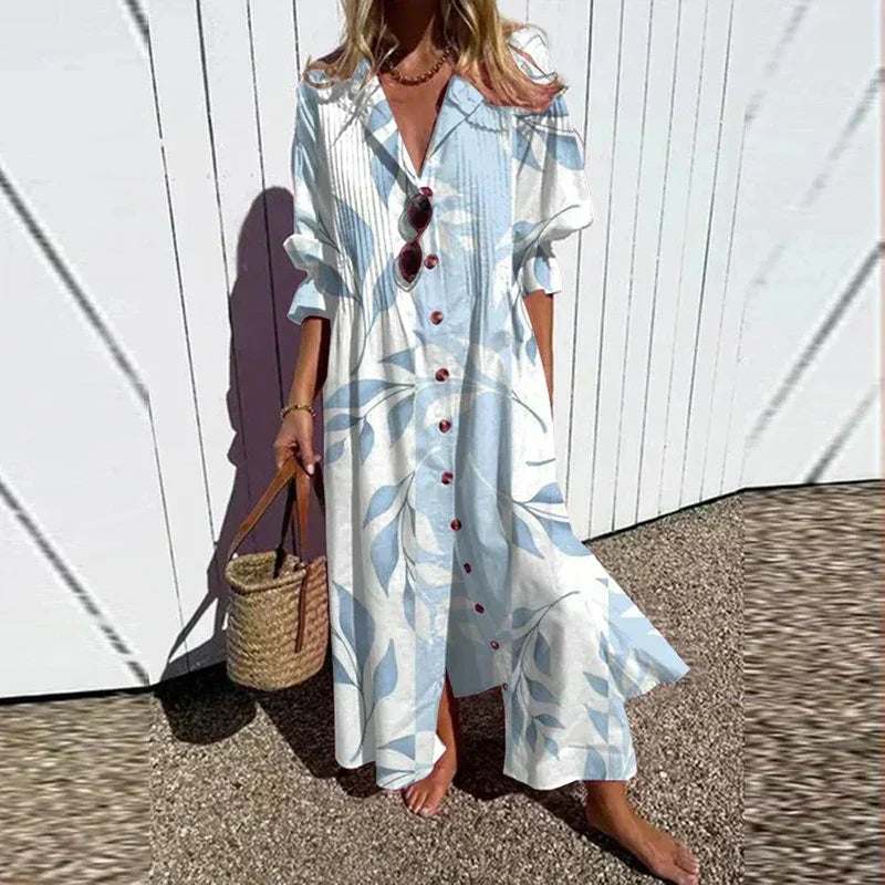 Women's Floral Print Maxi Dress – Pocket Flowy Summer Dress