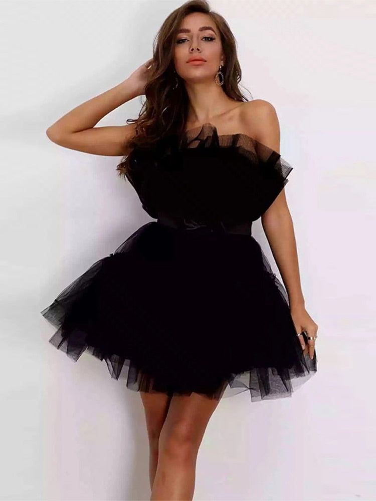 Women's Layered Tulle Party Dress – Festive Evening Occasion Dress